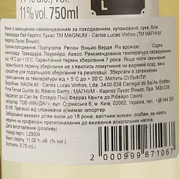 Вино Magnum Namorada by Carlos Lucas DO Vinhos Verdes 2021 біле сухе 0.75 л - мініатюра 3