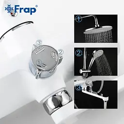 Душова система Frap F2441 з поворотним виливом, білий/хром - мініатюра 4
