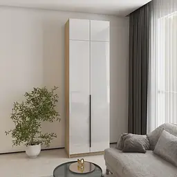 Шафа 2-дверна з антресоллю MebelStar Оскар Gloss BL-B, стандарт 80x52x260 см Дуб сонома/Білий (MBS-5352)