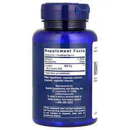 Лізин L-Lysine 620 mg 100 Capsules Life Extension vit0005543 - мініатюра 2