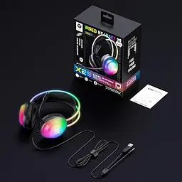 Ігрові навушники Onikuma X29 дротові з гарнітурою та RGB-підсвіткою чорні - мініатюра 6