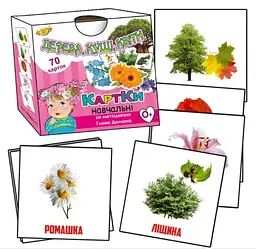 Картки за методикою Глена Домана. Дерева, кущі, квіти, 70 шт., Талант