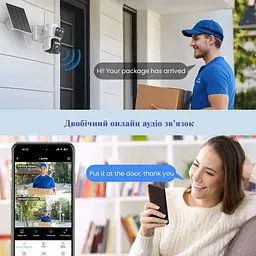 Поворотна Wi-Fi камера 2 лінзи 4к / Відеокамера із сонячною панеллю 8 Мп - мініатюра 5