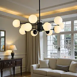 Сучасна стельова люстра Levistella 7526033-12 BK+WH — чорна з білими плафонами, 12×E27, Ø95 см - мініатюра 2