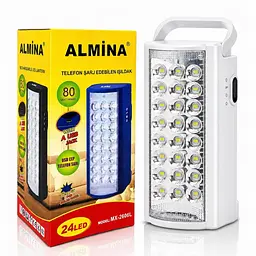 Акумуляторний LED ліхтар Almina 24 LED з Power Bank, кемпінговий переносний ліхтар 19,8×9,5×8,5 см ОРИГІНАЛ