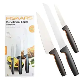 Набір із 3 кухонних ножів FISKARS Чорно-сріблястий 000267155