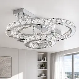 Стельова світлодіодна люстра Splendid Ray L51007/60+40+30XD/3 LED з трьома кришталевими кільцями, пультом, димером, 75 см