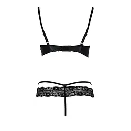 Комплект білизни Passion Exclusive NORTH SET S/M, black, ліф и трусики з елементами під латекс - мініатюра 6