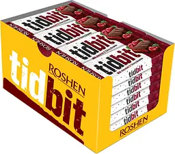 Упаковка батончиків Roshen Tidbit Вишневий брауні 50 г х 28 шт