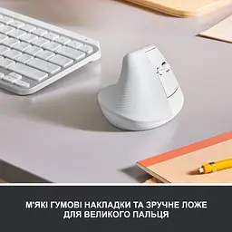 Мишка Logitech Lift Vertical Ergonomic Wireless/Bluetooth White (910-006475) - мініатюра 2