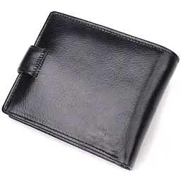 Чоловічий гаманець з натуральної гладкої шкіри у два додавання ST Leather 19409 чорний - мініатюра 2