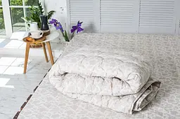 Ковдра Ecotton полуторна 140х205 см вовняна стьогана бязь бежевого кольору 20-1154 Beige (19172) - мініатюра 4