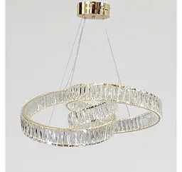 Золота підвісна кришталева LED-люстра Artlight 531/600GD у вигляді переплетених каблучок, 153 Вт, від 16-25 м² - мініатюра 2