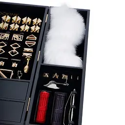 БДСМ-набір LOCKINK All-in-1 BDSM Play Kit, чорний, шкіра з тисненням, предмети для бондажу, шибарі, ваксплею - мініатюра 5
