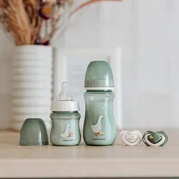 Пляшка антиколікова Canpol babies EasyStart Goose з контейнером для сухої молочної суміші 240 мл зелена (35/245_zestaw) - мініатюра 5