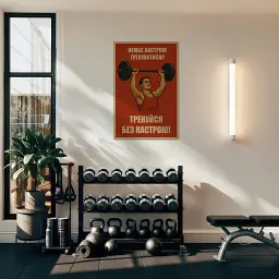 Інтер'єрна картина Немає настрою тренуватися..?, бодібілдинг, мотивація, 60×40 см (id7353) - мініатюра 2