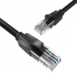 Патч-корд 1.5м, UTP cat 6 RJ-45 flat black Vention (IBJBG) - мініатюра 3