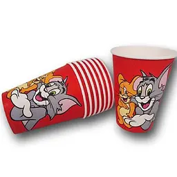 Одноразові паперові стакани з малюнком для напоїв "Tom and Jerry" об'ємом 400 мл 50 шт/уп. - мініатюра 3