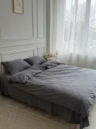Постільна білизна євро Dushka Home Варена бавовна преміум 21714 200х220 см темно-сіра - мініатюра 4