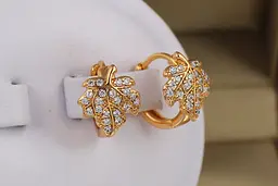 Сережки Xuping Jewelry кленовий листочок 1.3 см золотисті - мініатюра 2