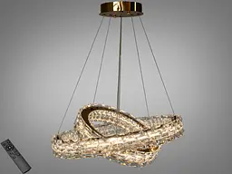 Підвісна LED-люстра Diasha 7896/600+400S-gold з двома кришталевими кільцями, пультом, 54 W, Gold, 60 см, 12-20m2 - мініатюра 2