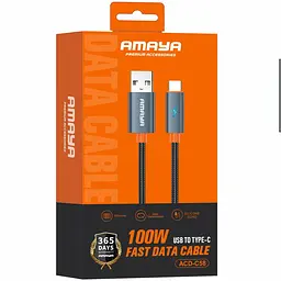 Дата кабель Amaya C58 USB to Type-C 100W (1m) Gray - мініатюра 2