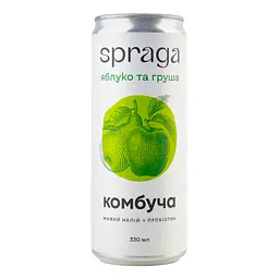 Уцінка. Напій Spraga Комбуча Яблуко та Груша слабогазований з/б 330 мл (923963) - мініатюра 2