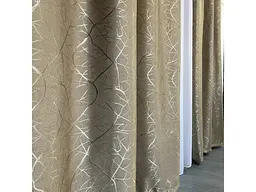 Льняні штори кавового кольору з ефектом битого скла 2шт. 150х270 на тасьмі ALBO pbe0052931 - мініатюра 9