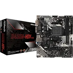 Материнська плата ASRock B450M-HDV R4.0 (AM4/B450, 2xDDR4, PCIex16, DVI-D/HDMI/VGA, 4xSATAІІІ, M.2, GLan, 8ch, mATX) - мініатюра 2
