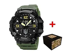 Чоловічий наручний годинник 003 Тризуб срібло Army Green-Black Awarder acs0032013 - мініатюра 2