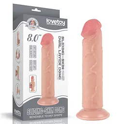 Фалоімітатор Lovetoy Sliding Skin Dual Layer Dong 8" 20 см тілесний - мініатюра 15