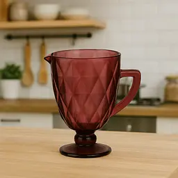 Глечик для напоїв 1 л фігурний гранований із товстого скла, рожевий TS Kitchen HP038P - мініатюра 3