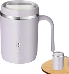 Кухоль office cup 500 мл для кави чаю з вакуумною ізоляцією нержавіюча сталь 304/PP purple grei - мініатюра 2