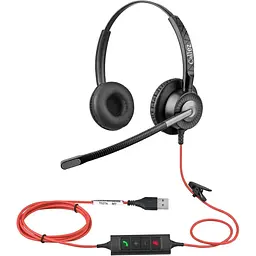 USB-гарнітура Callez з подвійним мікрофоном ENC з шумозаглушенням для ПК Ноутбук Mac, комп'ютерна гарнітура з кнопкою виклику