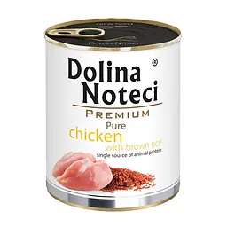 Вологий корм для собак алергіків Dolina Noteci Premium Pure з куркою та коричневим рисом банка 800 г
