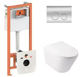 Набір Qtap Nest 4 в 1 підвісний унітаз Swan Ultra Quiet 485x360x320 + комплект інсталяції QT16335179W45151