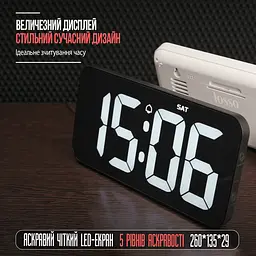 Годинник електронний настінний та настільний LOSSO Premium W-500 інтер'єрні світлодіодні Black (18970) - мініатюра 3