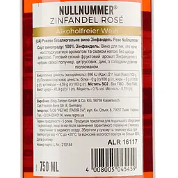 Вино Dr. Zenzen Nullnummer Deutscher Zinfandel Rose, рожеве, напівсолодке, безалкогольне, 0,75 л (ALR16117) - мініатюра 3