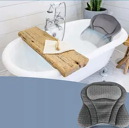 М'яка ергономічна SPA-подушка у ванну 44×42 см з присосками та гачком, темно-сіра KT9001304 - мініатюра 6