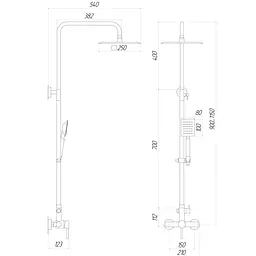 Душова система Globus Lux Alpen SBT1-SQ-05-304, Нержавіюча сталь - мініатюра 6