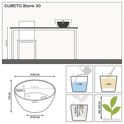 Вазон Lechuza Cubeto Stone, 4.5 л, кварцовий білий (13837) - мініатюра 3