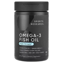 Органічна Омега-3 потрійної сили Alaska Pollock 1250 мг - 90 софтгель Sports Research
