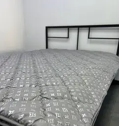 Ковдра полуторна стьобана зимова з холофайбера Leri Max 21519 145х210 см сіра - мініатюра 2