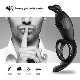 Ерекційне кільце B - Series Cute Rabbit Vibration, 11.7 см (чорний) - мініатюра 5