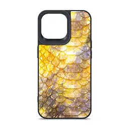 Кожаный чехол для Apple iPhone 14 Pro Max, Harder Nagas, желтый, термополиуретан ТПУ + экокожа с имитацией кожи Наги, панель, защита корпуса, противоударный, микрофибра, рамка вокруг камеры, защита всего корпуса, (ARM76756)