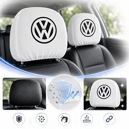 Чохли для підголівників Універсальні Volkswagen Білі 2 шт - мініатюра 3