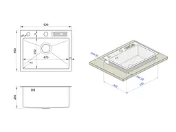 Кухонна мийка Nett (NS-5245) з нержавіючої сталі 1мм - матова - мініатюра 2
