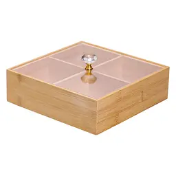 Менажниця бамбукова квадратна з кришкою 22*22*8 см Yiwu HB-40-2