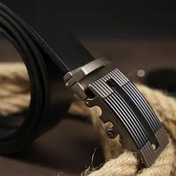 Ремінь чоловічий з лінійною пряжкою 20290 Vintage чорний 105-120 см - мініатюра 6