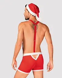 Чоловічий еротичний костюм Санта-Клауса Obsessive Mr Claus L/XL, боксери на підтяжках, шапочка з пом - мініатюра 2